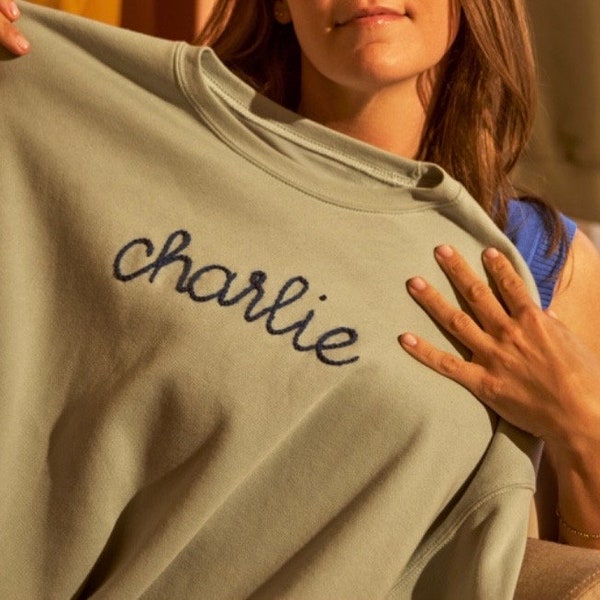 Custom Yarn Embroidered Sweatshirt: Personalized Name, Adult Sizes