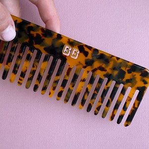 Personalized Tortoise Shell Acrylic Wide Tooth Comb Custom Monogrammed Comb image 5
