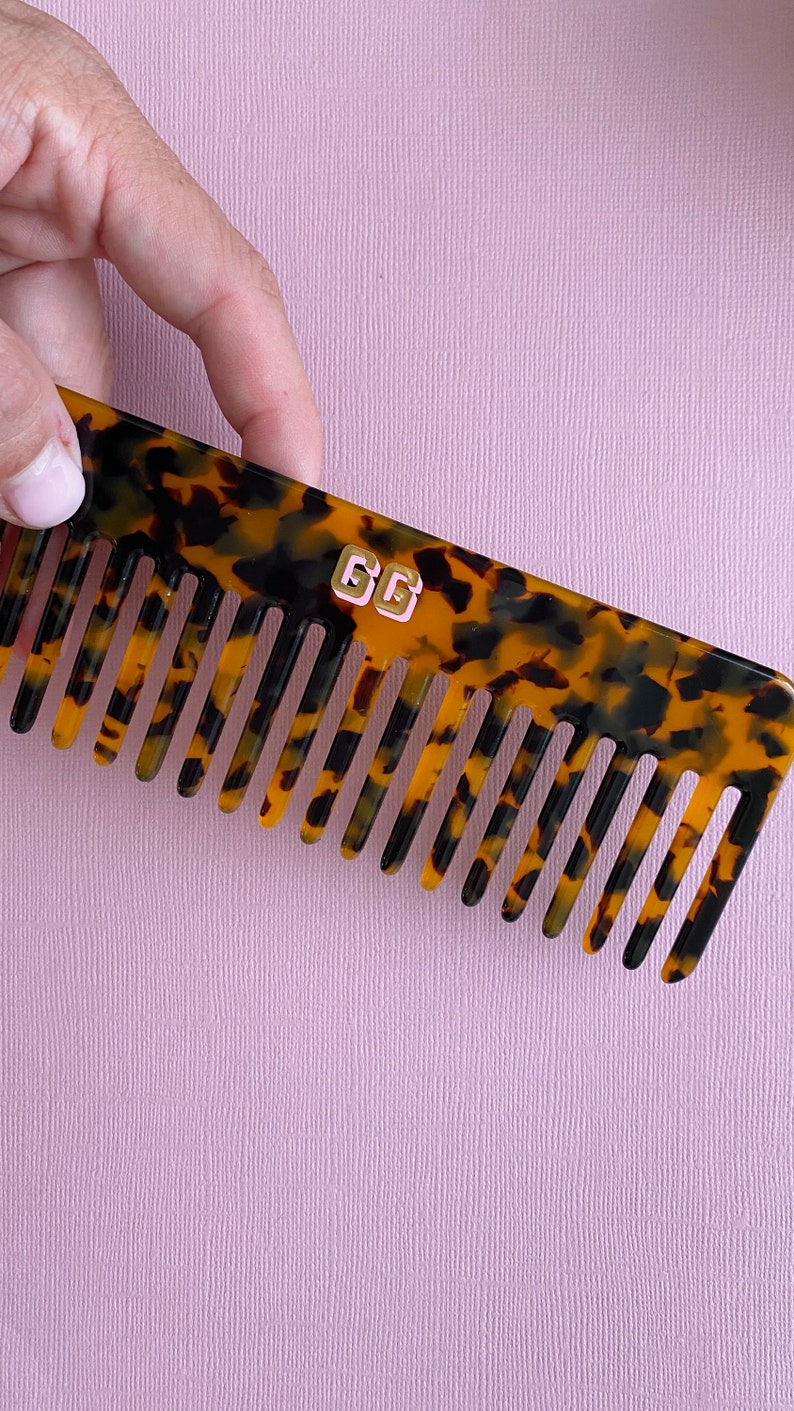 Personalized Tortoise Shell Acrylic Wide Tooth Comb Custom Monogrammed Comb image 5