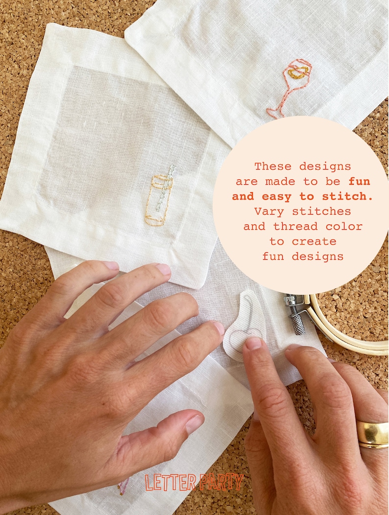 hand stitch cocktail napkin kit