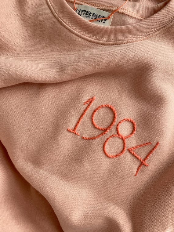 Embroidered Year Sweatshirt (ADULT) | Custom Hand Stitched