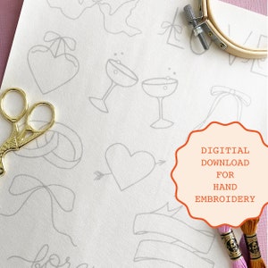 Wedding Embroidery Pattern: DIY Stick and Stitch Designs (PDF Download)