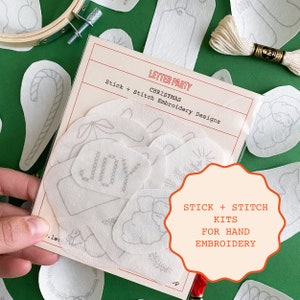 Stick and Stitch Christmas Embroidery Kit | DIY Embroidering Kit with Holiday Patterns For Clothing or Ornaments to be Personalized
