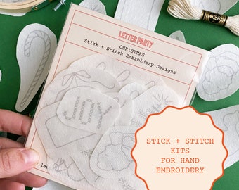 Stick and Stitch Christmas Embroidery Kit | DIY Embroidering Kit with Holiday Patterns For Clothing or Ornaments to be Personalized
