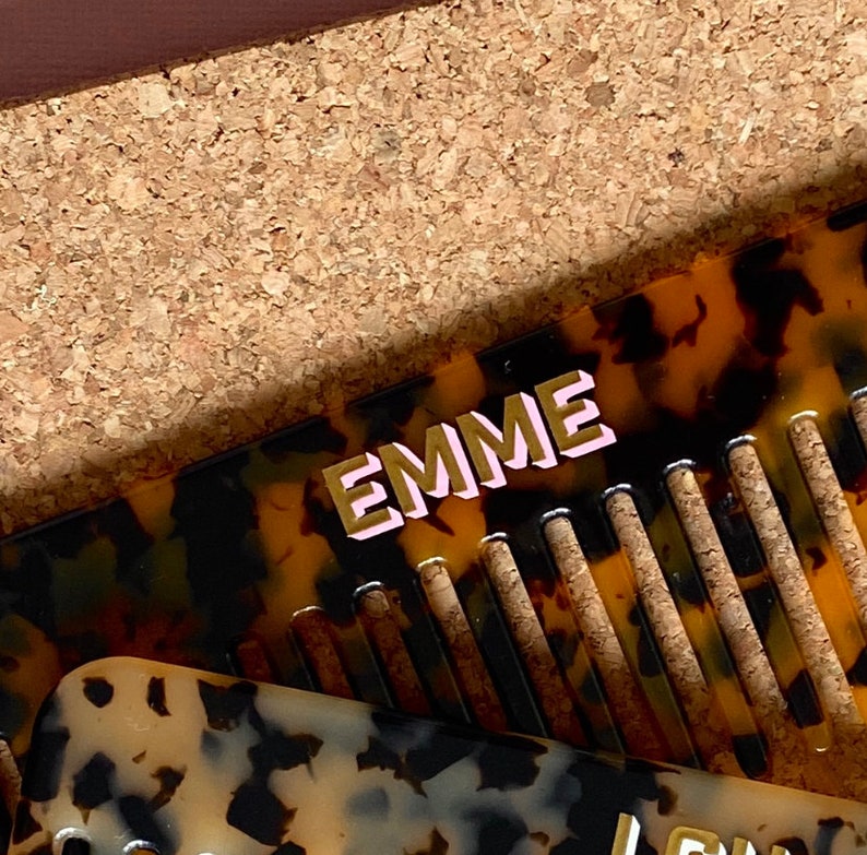 Personalized Tortoise Shell Acrylic Wide Tooth Comb Custom Monogrammed Comb image 3