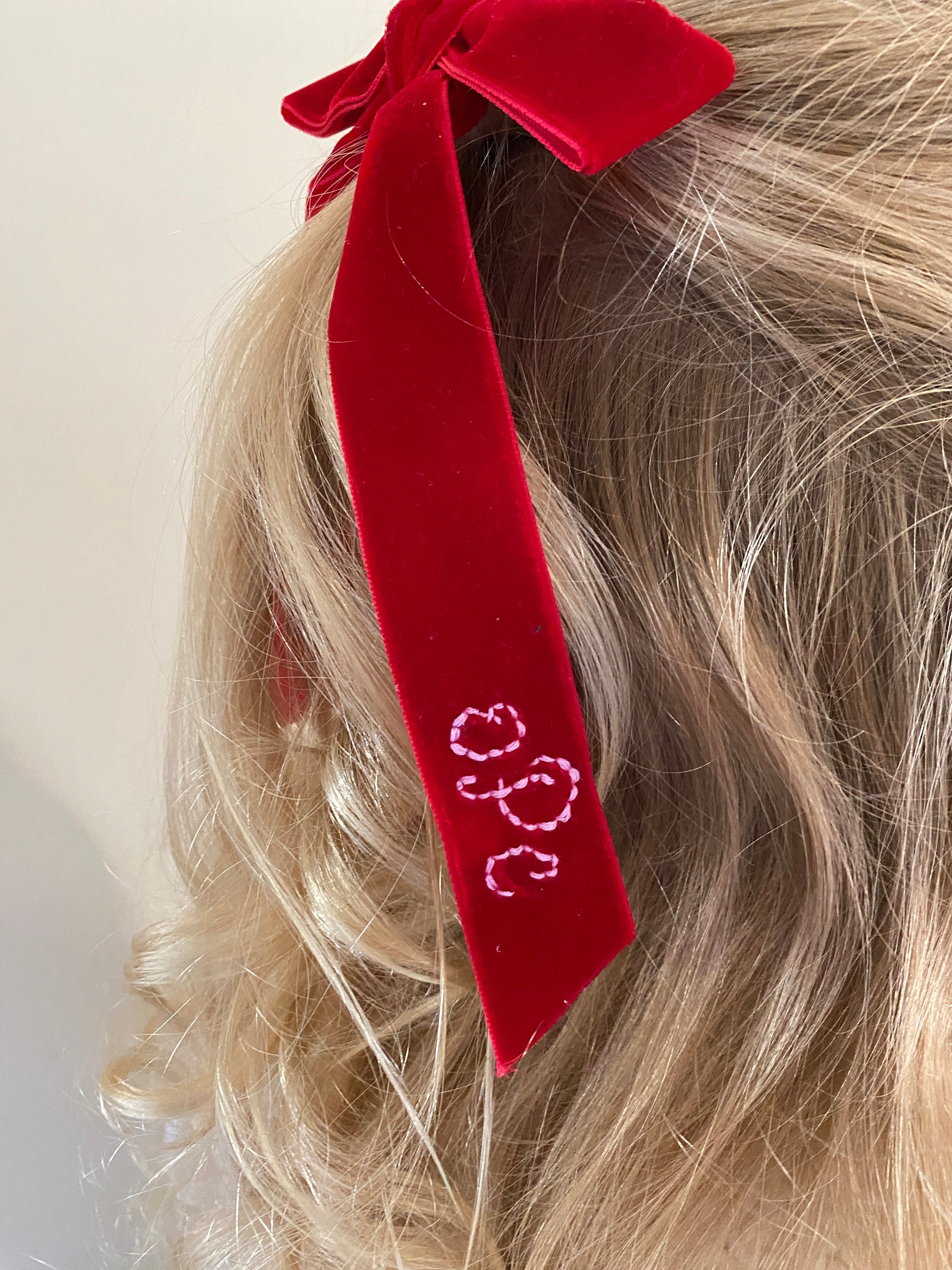 Custom Embroidered Velvet Ribbon | Custom Name Hand Stitched