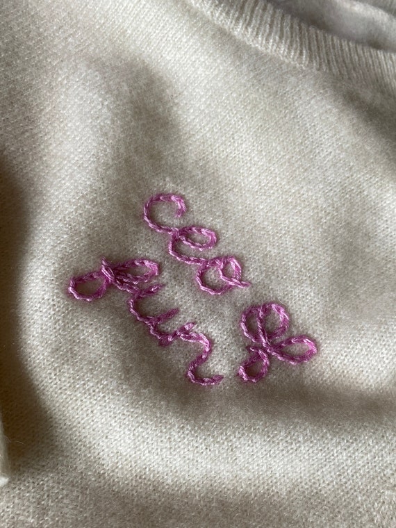 Embroidered Cashmere Sweater Custom Stitched Sweater Personalized in Chain Stitch With Name Word or Phrase Etsy Australia