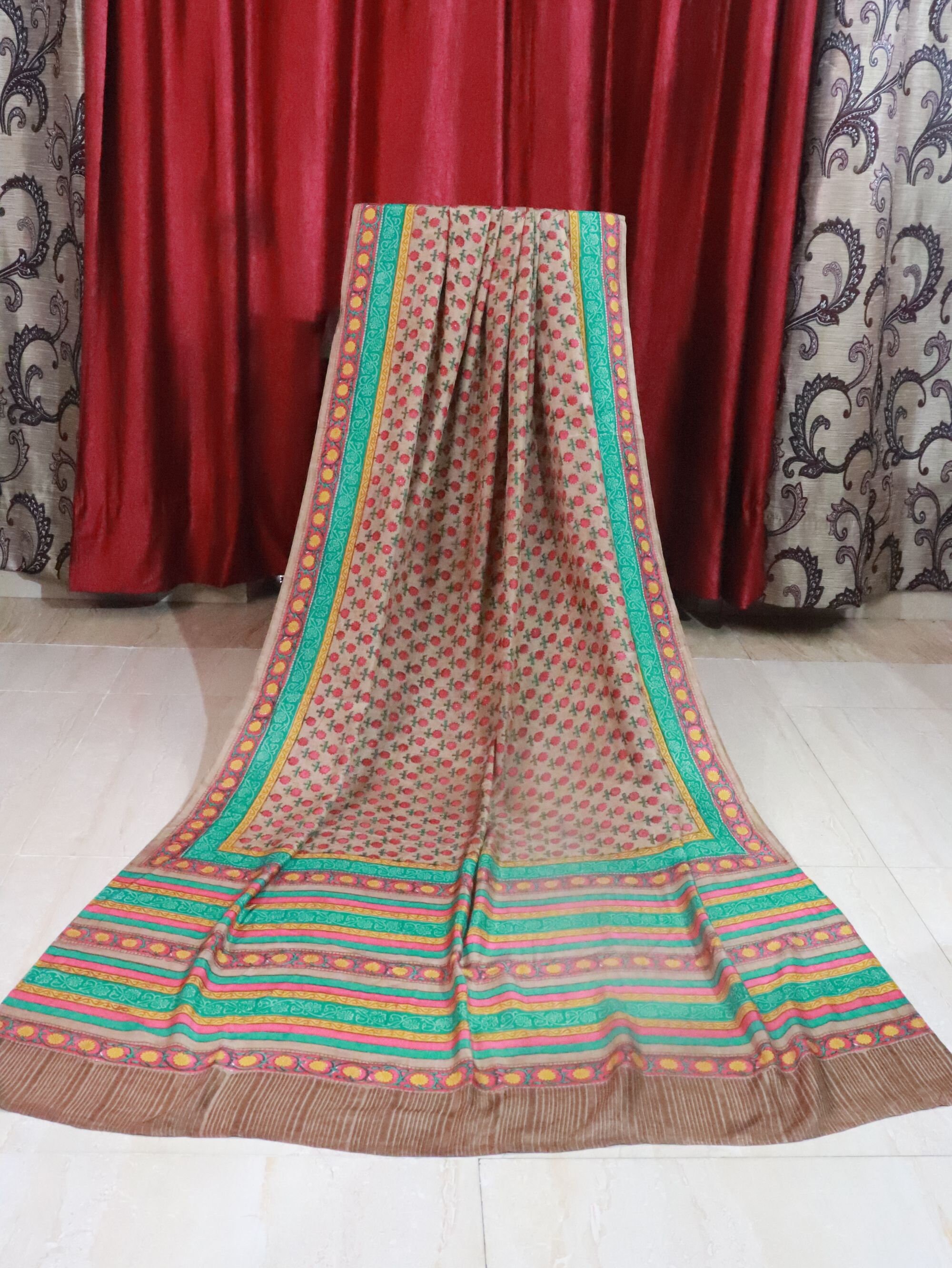 IMTRA FASHION Indischer Sari Baumwolle Polyester Seide - Traditionell Mit Bluse