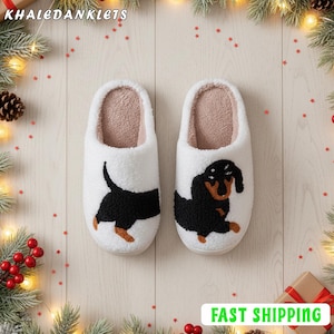 Dackel Hund flauschige Hausschuhe, niedliche Tierhaus-Hausschuhe, gemütliche Winter-Innenrutschen, warmes, rutschfestes Haustier-Liebhaber-Geschenk, Wursthundeschuhe