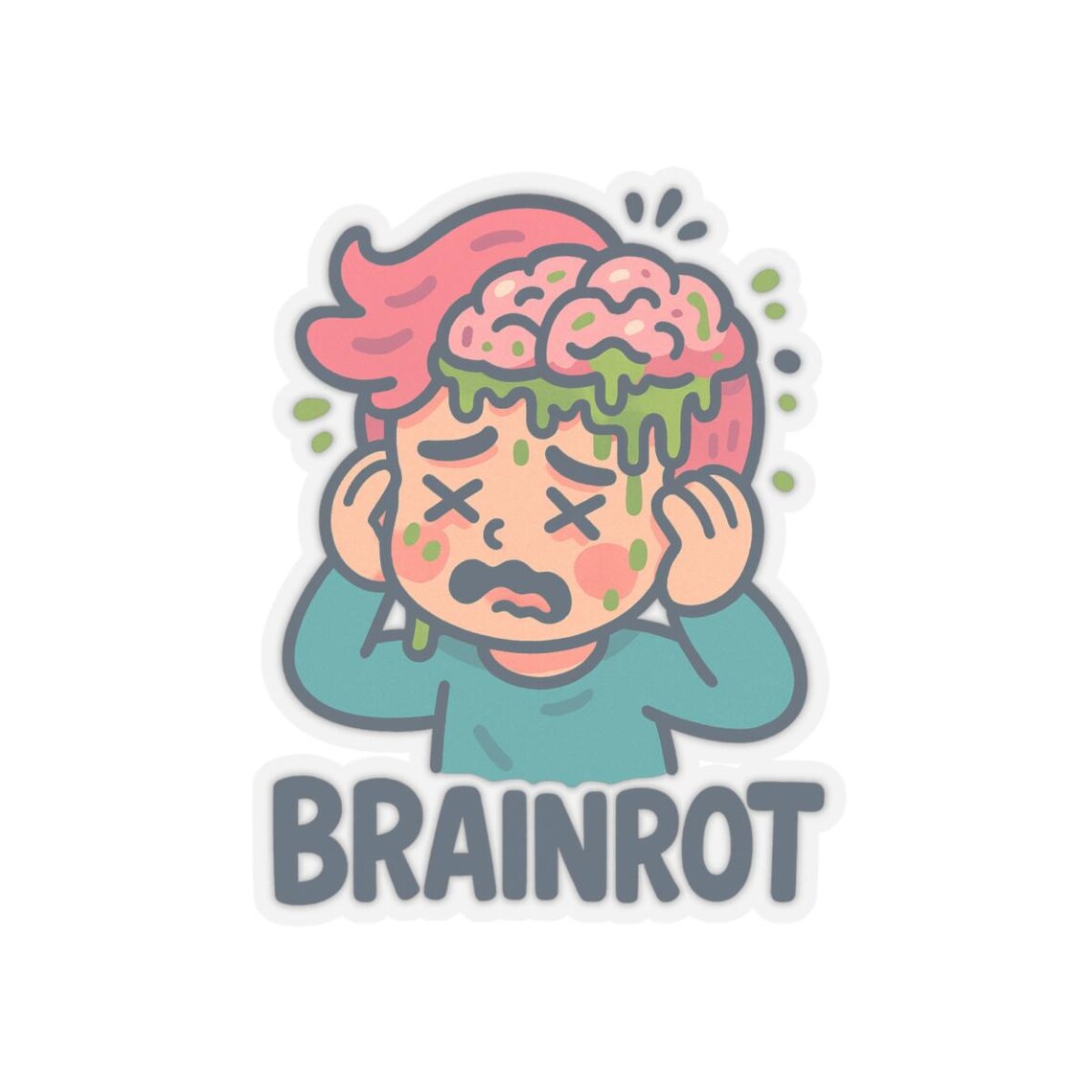 Brainrot Sticker Line Brainrot Sticker, Mindfulness Sticker, Self-care Sticker, Mental Health ...