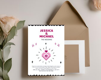 Heart Shaped Weedig Invitation