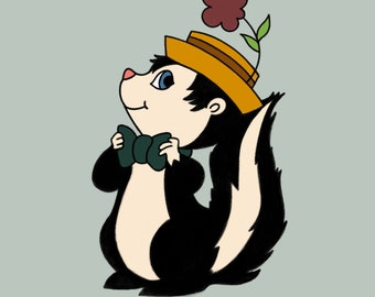 Vintage Skunk Art Print- Digital Download