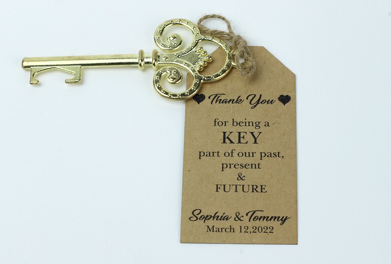 Key Bottle Opener Wedding Favour With Personalised Label Etsy