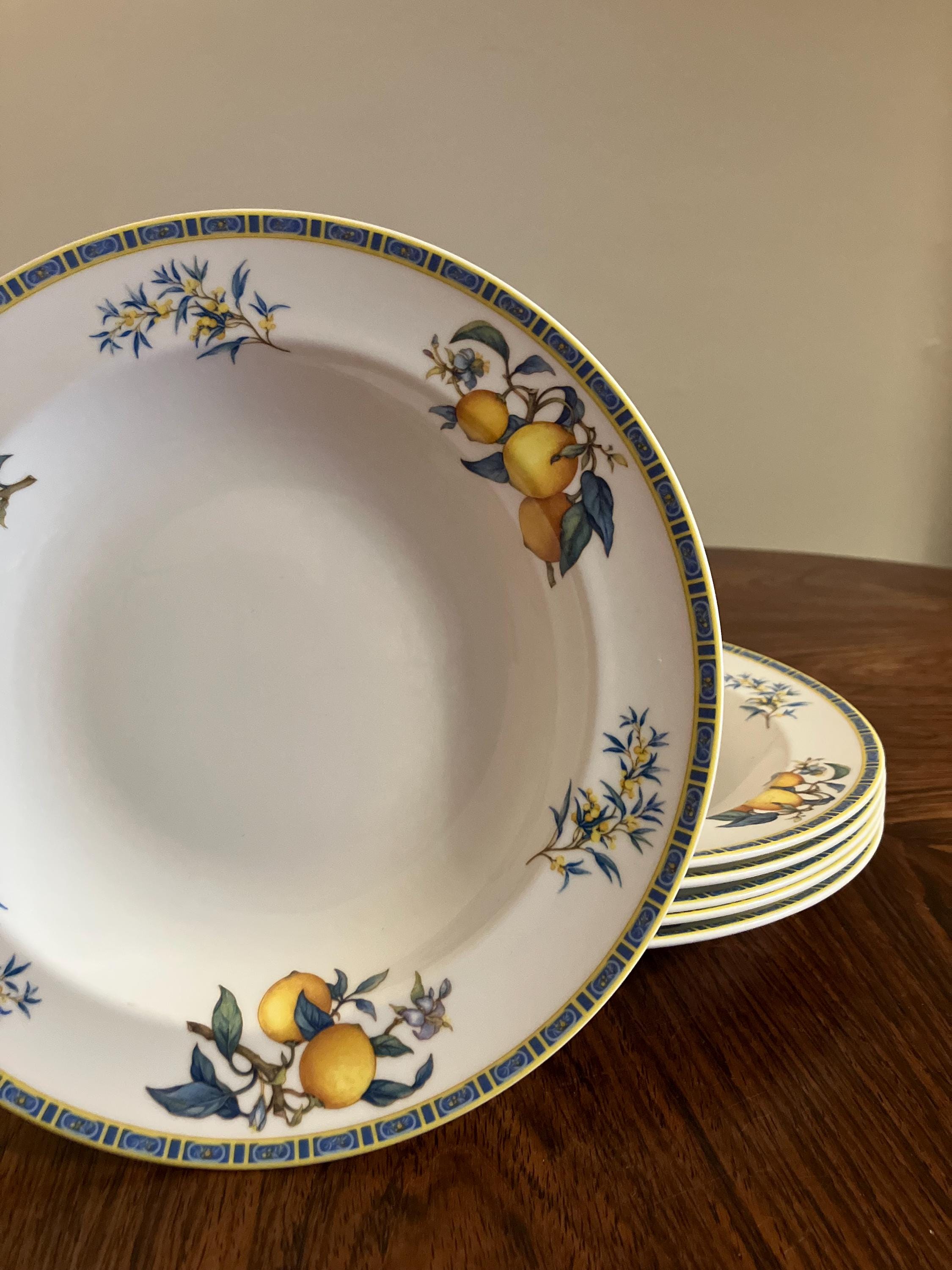 Lot De 6 Assiettes à Dîner Wedgwood Lulworth 10,5 Pouces - Porcelaine Fine Anglaise, Motif Fruits Et Fleurs
