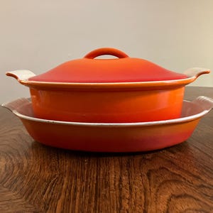 Vintage Belgium FE enameled cast iron casserole and casserole dish