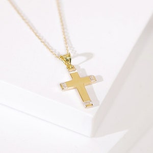 Natural Diamond Cross Necklace in 14k Solid Gold