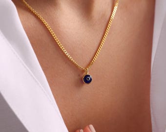 Navy Blue Gold Evil Eye Necklace, Dark Blue Evil Eye Charm, Evil Eye Jewelry, Christmas Gifts, Gift for Women, Gift for Her