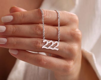 Silver Angel Number Necklace, 222 Necklace, 777 Necklace, 333 Necklace, 444 Necklace, 111 Necklace, Lucky Number, Personalized Gift