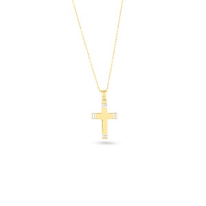 Natural Diamond Cross Necklace in 14k Solid Gold I Gold Small Cross Necklace Christian Faith Pendant I Protection Necklace for Women image 6