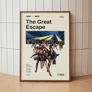 The Great Escape Vintage Movie Poster - Minimalist Midcentury Wall Art Print