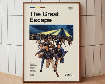 The Great Escape Vintage Movie Poster - Minimalist Midcentury Wall Art Print