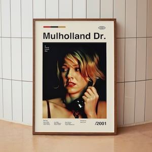 Mulholland Drive Vintage Movie Poster - David Lynch - Minimalist Midcentury Wall Art Print
