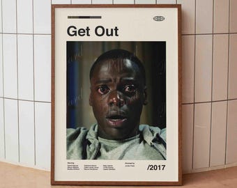 Get Out Vintage Movie Poster -American Horror Film - Minimalist Midcentury Wall Art Print