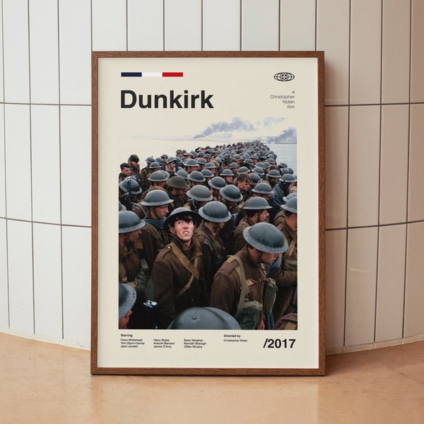 Dunkirk Vintage Movie Poster - Christopher Nolan - Minimalist Midcentury Wall Art Print