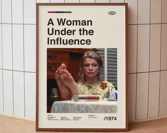 A Woman Under the Influence Movie Poster – John Cassavetes Minimalist Midcentury Film Art Print (1974)