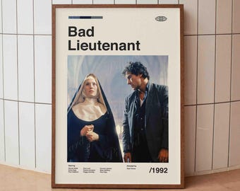 Bad Lieutenant Vintage Movie Poster - Harvey Keitel Film - Minimalist Midcentury Wall Art Print