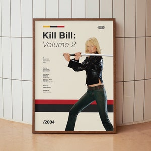 Kill Bill: Volume 2 Vintage Movie Poster - Uma Thurman Quentin Tarantino - Minimalist Midcentury Wall Art Print