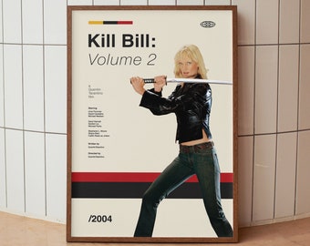 Kill Bill: Volume 2 Vintage Movie Poster - Uma Thurman Quentin Tarantino - Minimalist Midcentury Wall Art Print
