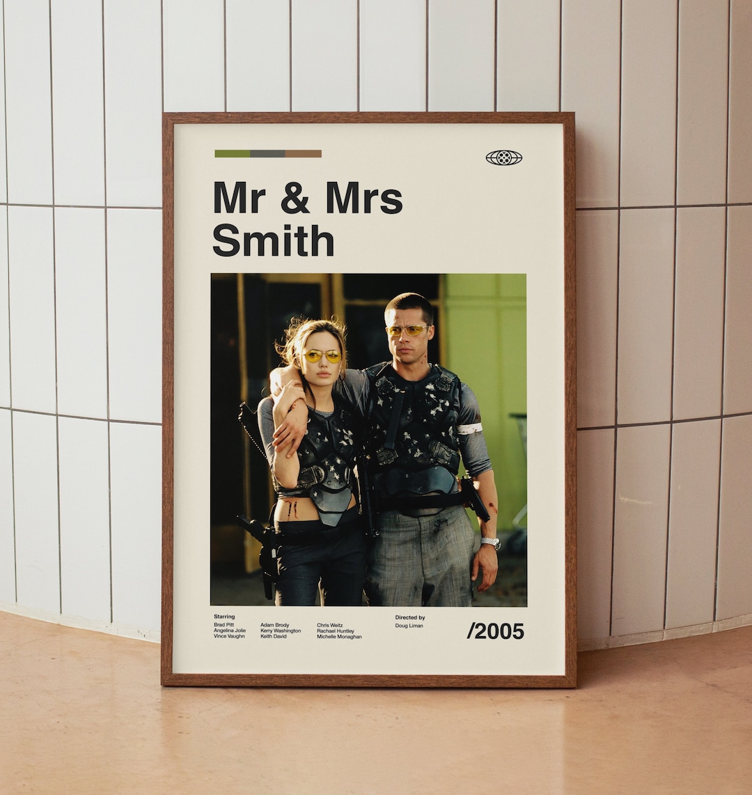 Mr Mrs Smith Vintage Movie Poster Angelina Jolie Brad Pitt