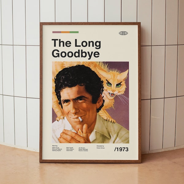 The Long Goodbye Vintage Minimalistisches Film Poster - Film Noir Detektiv - Midcentury Wand Kunst Druck