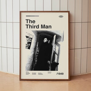 The Third Man Vintage Movie Poster - Orson Welles Film Noir - Minimalist Midcentury Wall Art Print