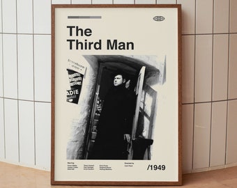 Póster vintage de la película El tercer hombre - Orson Welles Film Noir - Impresión minimalista de arte mural de mediados de siglo