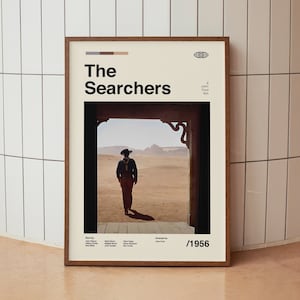 The Searchers 1956 Vintage Movie Poster - John Wayne John Ford - Minimalist Midcentury Wall Art Print