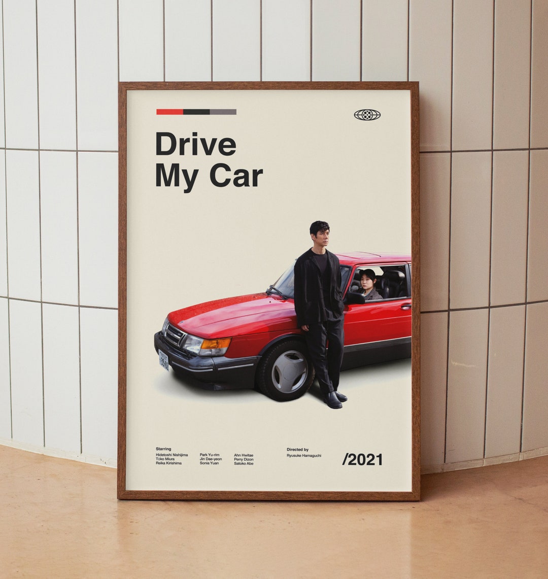 Drive My Car Vintage Minimalist Movie Poster - Japanese Film