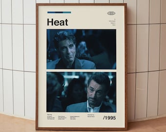Heat 1995 Movie Poster - Al Pacino Robert De Niro - Vintage Minimalist Midcentury Wall Art Print