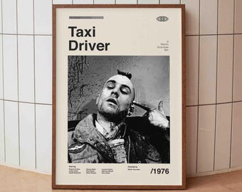 Taxi Driver Vintage Movie Poster - Robert De Niro Martin Scorcese Film - Minimalist Midcentury Wall Art Print
