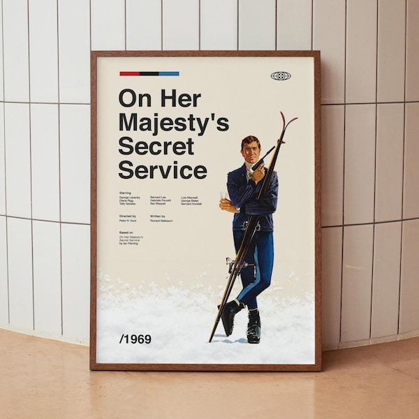 On Her Majesty's Secret Service James Bond Wall Art Print - George Lazenby Film Poster - British Cinema - Midcentury Art