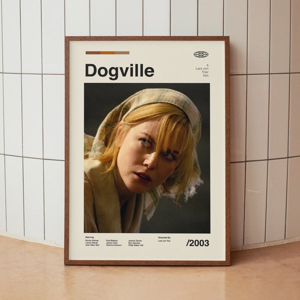 Dogville Vintage Movie Poster - Lars von Trier Nicole Kidman - Minimalist Midcentury Wall Art Print