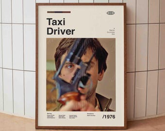 Taxi Driver Movie Poster – Minimalist Midcentury Film Art Print (1976)