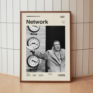 Network 1976 Vintage Movie Poster - Faye Dunaway William Holden - Minimalist Midcentury Wall Art Print