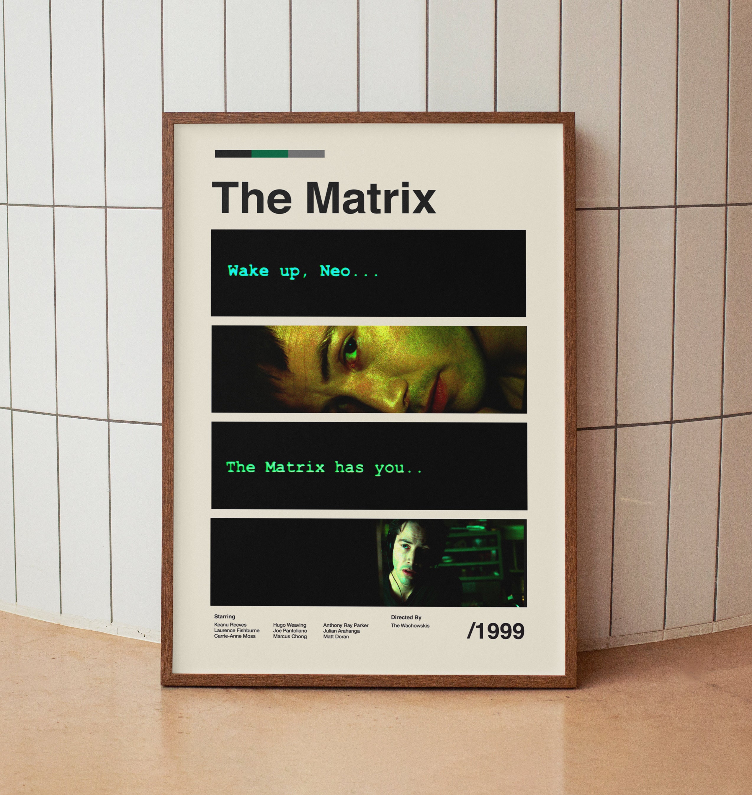 The Matrix Wall Art Print - Keanu Reeves Movie Poster - Retro Minimalist Midcentury Art