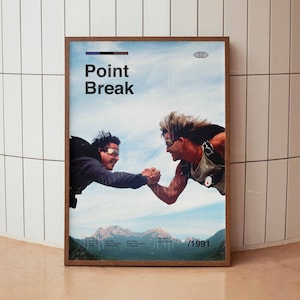 Point Break Full Size Vintage Movie Poster - Patrick Swayze Keanu Reeves American Cinema Minimalist Midcentury Wall Art Print - Home Decor