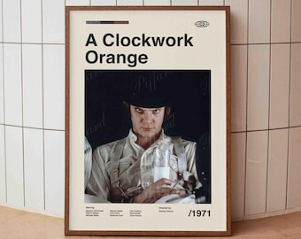 A Clockwork Orange Vintage Movie Poster - Stanley Kubrick Film - Minimalist Midcentury Wall Art Print