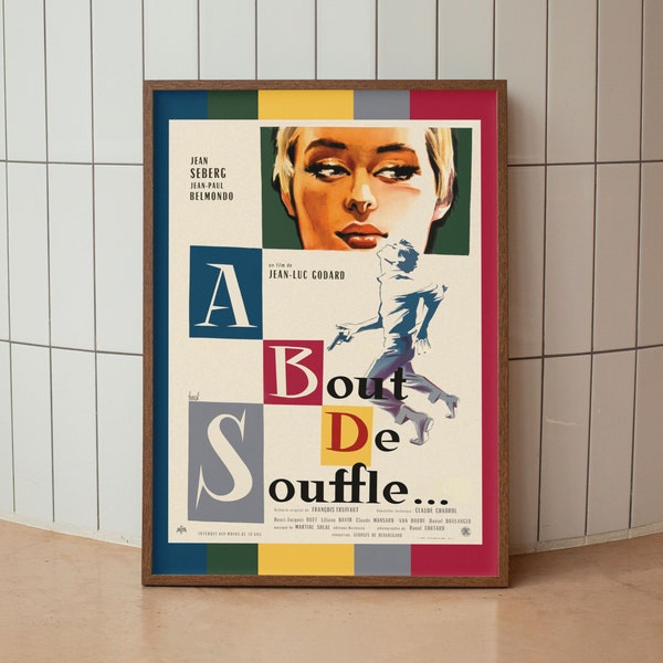 A Bout de Souffle (Breathless) Wall Art Print - Godard Belmondo Film Poster - Remastered