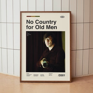 Non è un paese per vecchi - Poster del film d&#39;epoca - Fratelli Coen - Stampa artistica da parete minimalista di metà secolo
