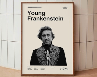 Young Frankenstein  Vintage Movie Poster - Mel Brooks Gene Wilder- Minimalist Midcentury Wall Art Print